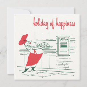 Vintage Kerstmis, Santa Claus Chef en Turkije Kaart