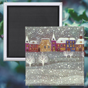 Vintage Kerstmis, Santa Claus Horse Open Sleigh Magneet