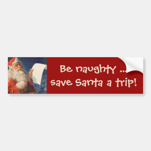 Vintage Kerstmis, Santa Claus Naughty Nice List Bumpersticker