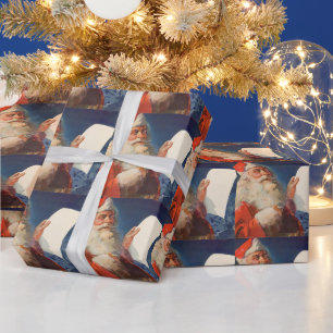 Vintage Kerstmis, Santa Claus Naughty Nice List Cadeaupapier