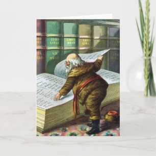 Vintage Kerstmis, Santa Claus Naughty Nice List Feestdagen Kaart