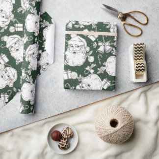 Vintage Kerstmis Santa Wrapping Papier