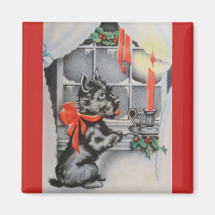 Vintage Kerstmis - Scottie Dog, Magneet