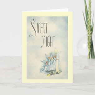 Vintage Kerstmis Silent Night Angels Feestdagen Kaart