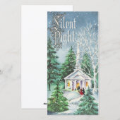 Vintage Kerstmis Silent Night Church Feestdagenkaart (Voorkant / Achterkant)