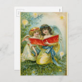 Vintage Kerstmis Singing Angels Feestdagenkaart (Voorkant / Achterkant)