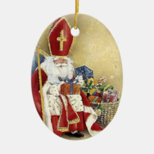 Vintage Kerstmis Sint-Nicholas Santa Claus Keramisch Ornament
