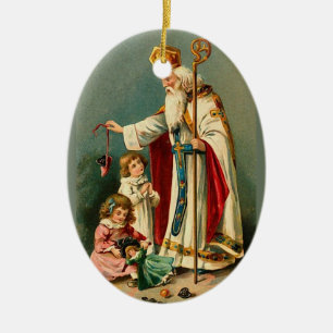 Vintage Kerstmis Sinterklaas Keramisch Ornament