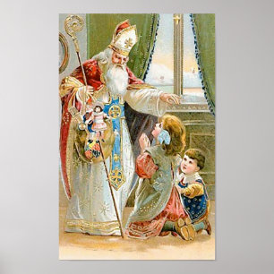 Vintage Kerstmis Sinterklaas Poster