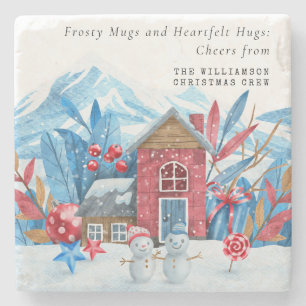 VINTAGE KERSTMIS SNEEUWSTAD SNEEUWPOPPEN GEPERSONA STENEN ONDERZETTER