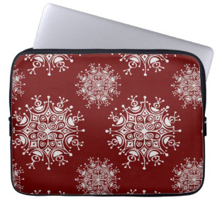 Vintage Kerstmis Snowflakes Red Blizzard Patroon Laptop Sleeve