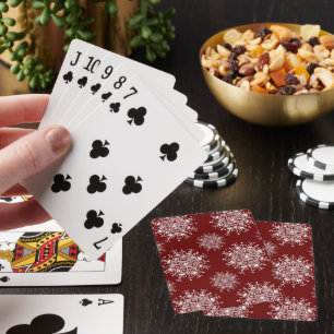Vintage Kerstmis Snowflakes Red Blizzard Patroon Pokerkaarten