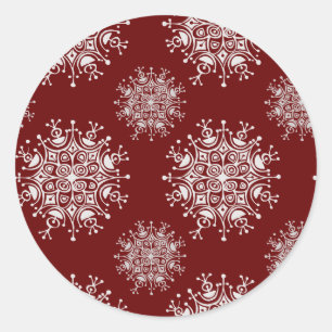 Vintage Kerstmis Snowflakes Red Blizzard Patroon Ronde Sticker