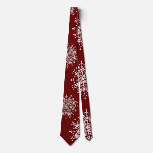 Vintage Kerstmis Snowflakes Red Blizzard Patroon Stropdas (Voorkant)