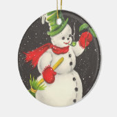 Vintage Kerstmis Snowman Keramisch Ornament (Links)