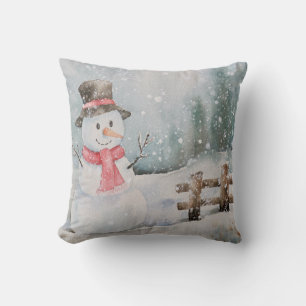 Vintage Kerstmis Snowman Winter Kussen