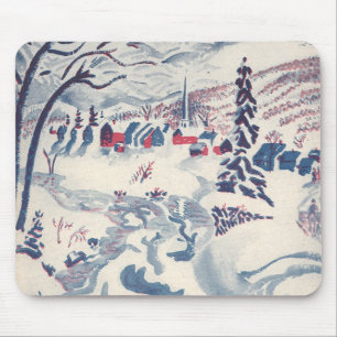 Vintage Kerstmis, Snowscape met Winter Village Muismat