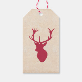 Vintage Kerstmis Stag Cadeaulabel