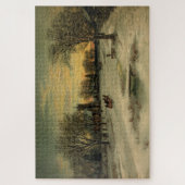 Vintage Kerstmis: Sunset Winter Landschap Legpuzzel (Verticaal)