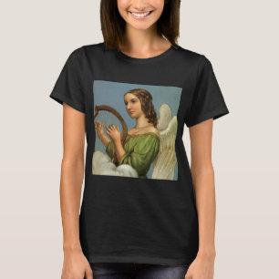 Vintage Kerstmis, Victoriaans Angel met Music Harp T-shirt
