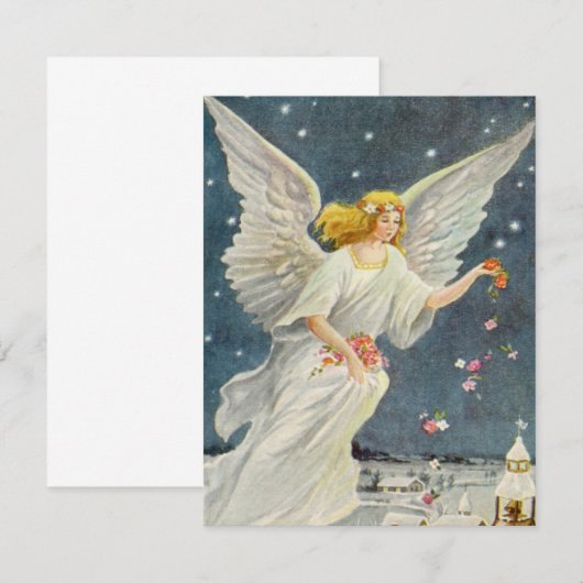 Vintage Kerstmis Victoriaans Angels Kaart (Voorkant / Achterkant)