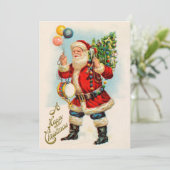 Vintage Kerstmis, Victoriaans kerstballonnen Kaart (Staand voorkant)