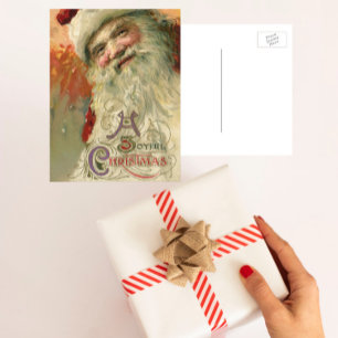 Vintage Kerstmis, Victoriaans kerstcadeauportret Feestdagenkaart