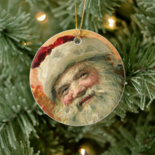 Vintage Kerstmis, Victoriaans kerstcadeauportret Keramisch Ornament