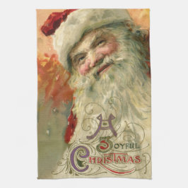 Vintage Kerstmis, Victoriaans kerstcadeauportret Theedoek