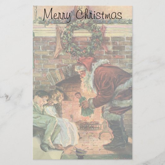 Vintage Kerstmis, Victoriaans kerstkinderen Briefpapier (Voorkant)