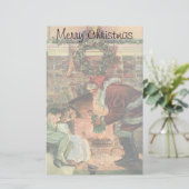 Vintage Kerstmis, Victoriaans kerstkinderen Briefpapier (Staand voorkant)