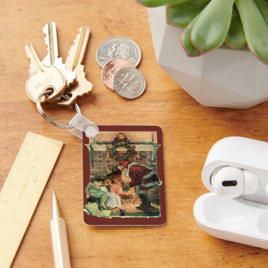 Vintage Kerstmis, Victoriaans kerstkinderen Sleutelhanger (Bureau)