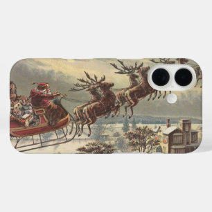 Vintage Kerstmis, Victoriaans kerstman in Sleigh iPhone 16 Hoesje