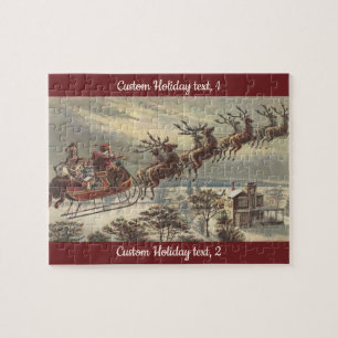 Vintage Kerstmis, Victoriaans kerstman in Sleigh Legpuzzel