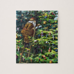 Vintage Kerstmis, Victoriaans kerstman met boom Legpuzzel