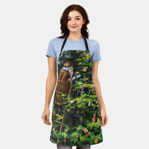 Vintage Kerstmis, Victoriaans kerstman met boom Schort