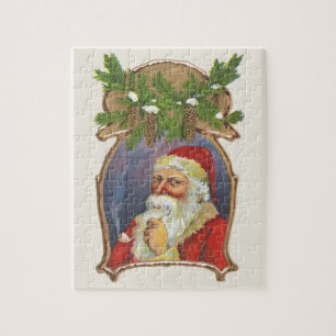 Vintage Kerstmis, Victoriaans kerstman met pijp Legpuzzel