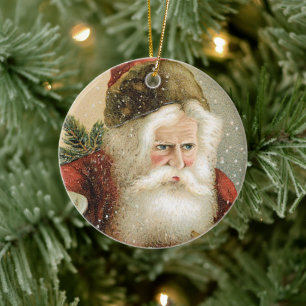 Vintage Kerstmis, Victoriaans kerstman met pine Keramisch Ornament