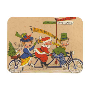 Vintage Kerstmis, Victoriaans kerstman op bike Magneet