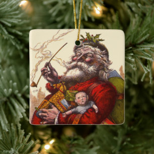 Vintage Kerstmis, Victoriaans kerstspeelgoed Keramisch Ornament
