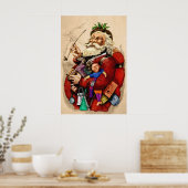 Vintage Kerstmis, Victoriaans kerstspeelgoed Poster (Keuken)