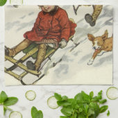 Vintage Kerstmis, Victoriaans kinderslaaphond Theedoek (Gevouwen)