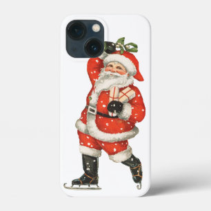 Vintage Kerstmis Victoriaanse Kerstman IJsschaatse iPhone 13 Mini Hoesje