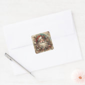 Vintage Kerstmis Vierkante Sticker (Envelop)