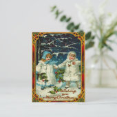 Vintage Kerstmis wenst Briefkaart (Staand voorkant)