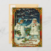 Vintage Kerstmis wenst Briefkaart (Voorkant / Achterkant)