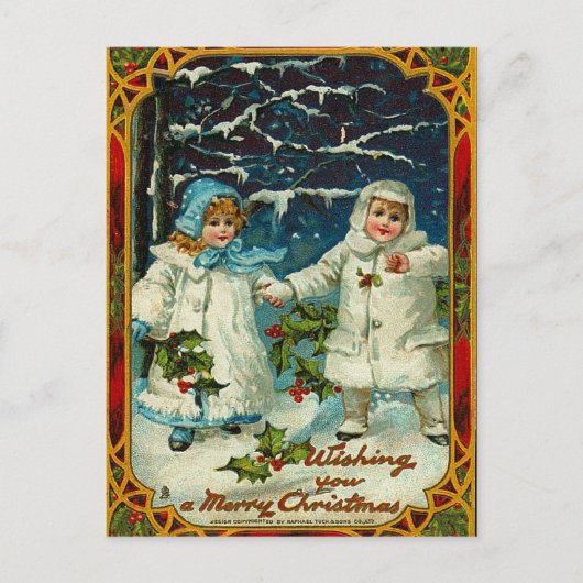 Vintage Kerstmis wenst Briefkaart (Voorkant)