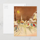Vintage Kerstmis Winter Sneeuwstad Feestdagenkaart (Voorkant / Achterkant)