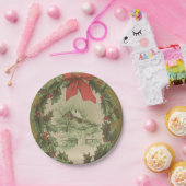 Vintage kerstmis, wintercabine papieren bordje (Feest)