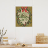 Vintage kerstmis, wintercabine poster (Keuken)